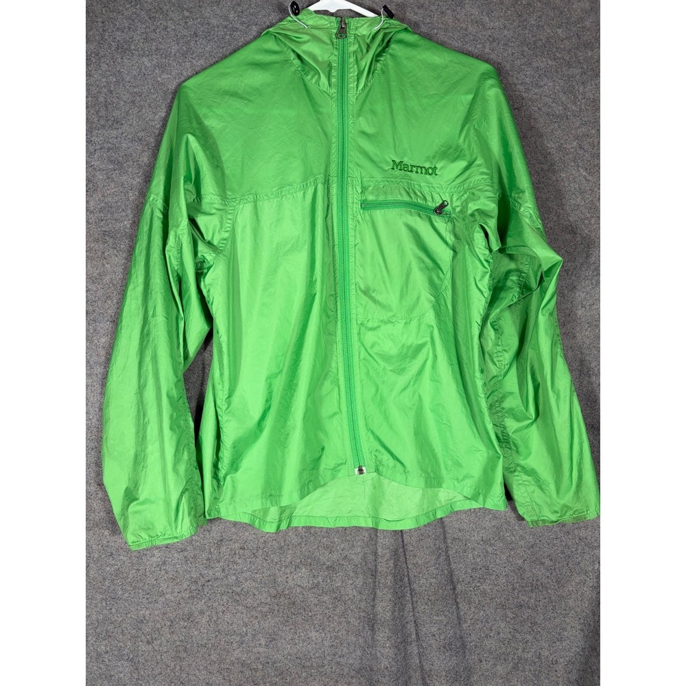 Marmot Stride Womens Small Lime Green Hooded Windbreaker Jacket J1056-1-MPT